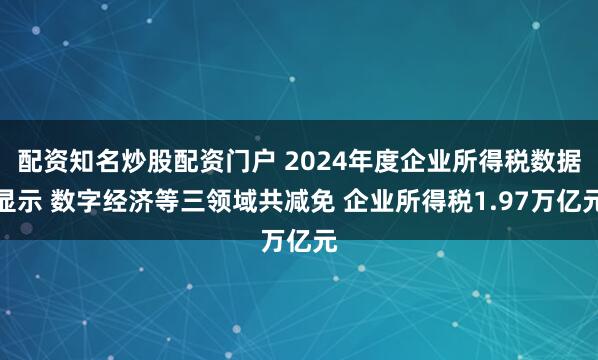 配资知名炒股配资门户 2024年度企业所得税数据显示 数字经济等三领域共减免 企业所得税1.97万亿元